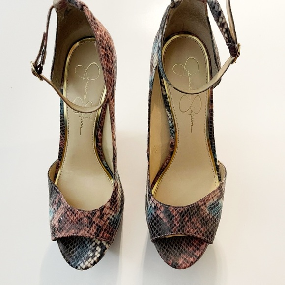 Jessica Simpson Snakeprint Colorful Wedge Heels Shoes - Picture 3 of 15